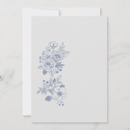 Botanische Wildflower Stoffig Blauw 27e Verjaardag Kaart (Achterkant)