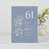 Botanische Wildflower Stoffig Blauw 61ste Verjaard Kaart (Staand voorkant)