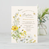 Botanische Wildflower Tuin Vlinders Doop Kaart (Staand voorkant)