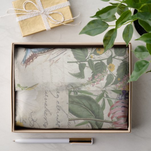Botanische Wildflower Vlinder Ephemera Decoupage Tissuepapier (Geschenk)