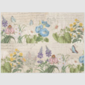 Botanische Wildflower Vlinder Ephemera Decoupage Tissuepapier (Voorkant)