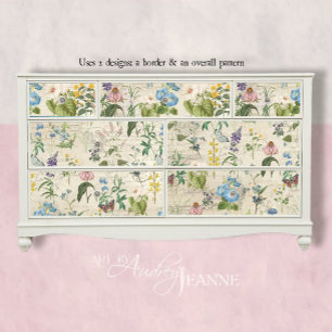 Botanische Wildflower Vlinder Ephemera Decoupage Tissuepapier