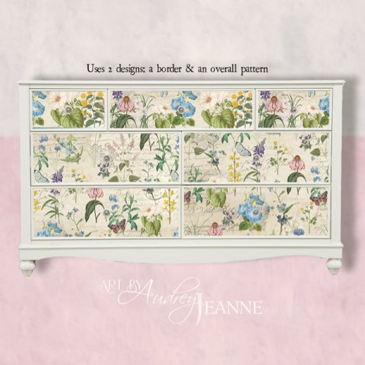 Botanische Wildflower Vlinder Ephemera Decoupage Tissuepapier