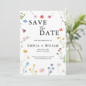 Botanische Wildflower Wedding Save the Date Kaart (Staand voorkant)