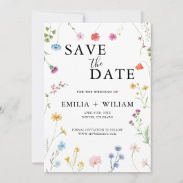 Botanische Wildflower Wedding Save the Date Kaart