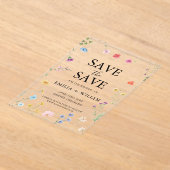 Botanische Wildflower Wedding Save the Date Kaart Acryl Uitnodigingen (Laagn)