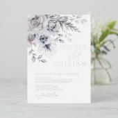 Botanische Winter Bloemen Elegante Zilveren Bruilo Folie Uitnodiging (Staand Voorkant)