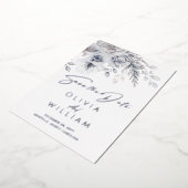 Botanische Winter Bloemen Zilver Save The Date Folie Uitnodiging (Gedraaid)