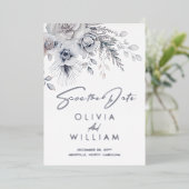 Botanische Winter Bloemen Zilver Save The Date Folie Uitnodiging (Staand Voorkant)