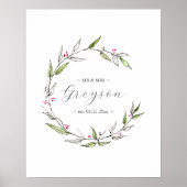 Botanische Winter Trouwteken en Keepsake Poster (Voorkant)