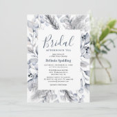 Botanische winterbladbridale theepartij kaart (Staand voorkant)