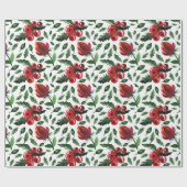 Botanische winterfoliage Holly Berries Cadeaupapier (Vlak)
