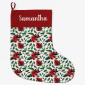 Botanische winterfoliage Holly Berries Grote Kerstsok (Voorkant)