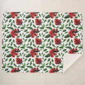 Botanische winterfoliage Holly Berries Sherpa Deken (Voorkant (horizontaal))