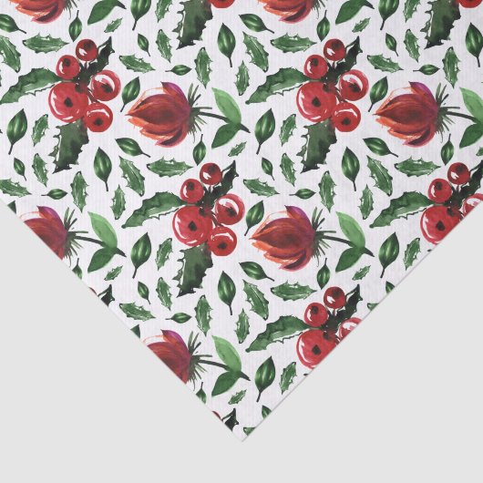 Botanische winterfoliage Holly Berries Tissuepapier (Detail)