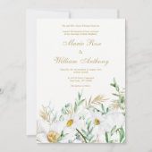 Botanische witgouden muntmadeliefjes bloemenbruilo kaart (Voorkant)