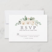Botanische Witte Bloemen Huwelijk RSVP (Voorkant)