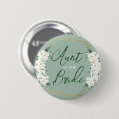 Botanische witte bloemen op de Groene tante van de Ronde Button 5,7 Cm (Voorkant /achterkant)