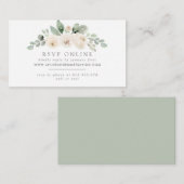 Botanische Witte Bloemen Wedding Website RSVP Informatiekaartje (Voorkant / Achterkant)