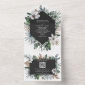 Botanische Witte Bloemige Geometrische Trouw- en R All In One Uitnodiging (Binnen)