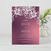 Botanische witte bordeaux bloemgradiënt Huwelijk Kaart (Staand voorkant)