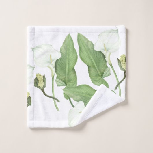 Botanische witte Calla Lily Flowers Bath Towel set Bad Handdoek (Wasdoekje)