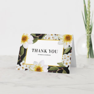 Botanische Witte Dahlias en Spireas Trouw Bedankkaart