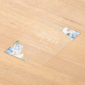 Botanische witte en blauwe bloemen Vrijgezellenfee Acryl Uitnodigingen (Laagn)