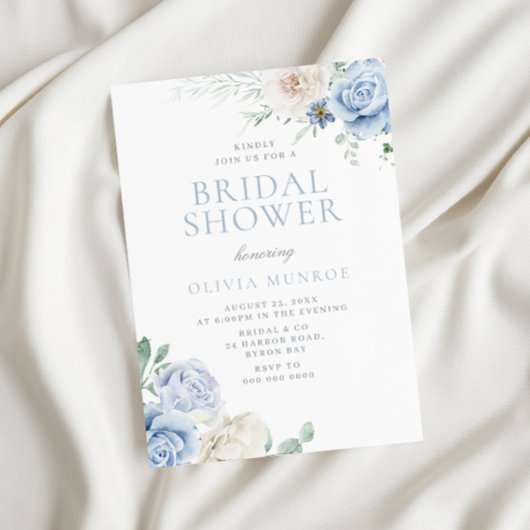 Botanische witte en blauwe bloemen Vrijgezellenfee Kaart