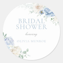 Botanische witte en blauwe bloemige bruidsdouche