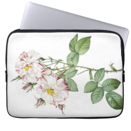Botanische Witte en Roze Roos Laptop Sleeve