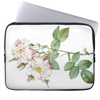 Botanische Witte en Roze Roos Laptop Sleeve