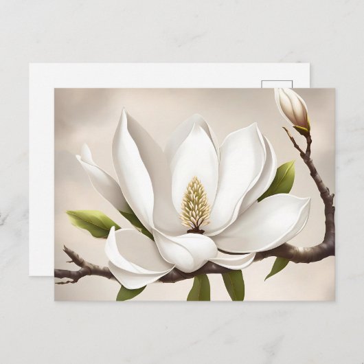 Botanische witte Magnolia Briefkaart (Voorkant / Achterkant)