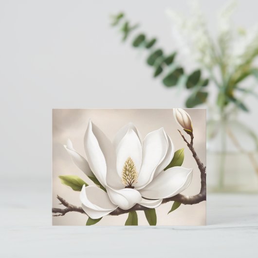Botanische witte Magnolia Briefkaart (Staand voorkant)