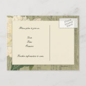 Botanische Witte Pioen Bewaar de Datum Aankondigingskaart (Achterkant)