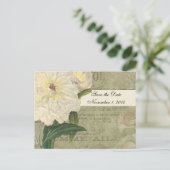 Botanische Witte Pioen Bewaar de Datum Aankondigingskaart (Staand voorkant)