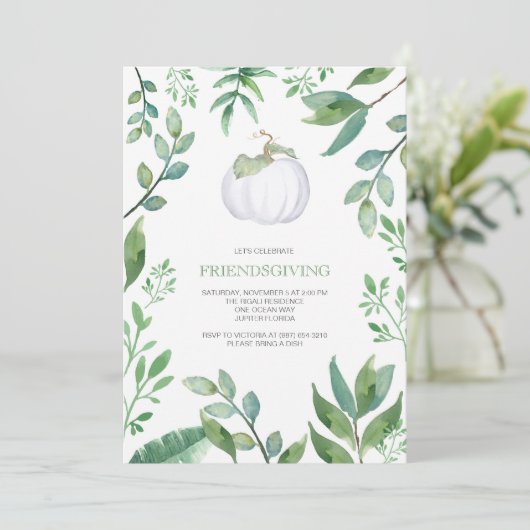 Botanische witte pomkin Greenery Friendsgiving Kaart