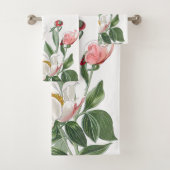 Botanische witte pony Flowers Bath Towel Bad Handdoek (Insitu)