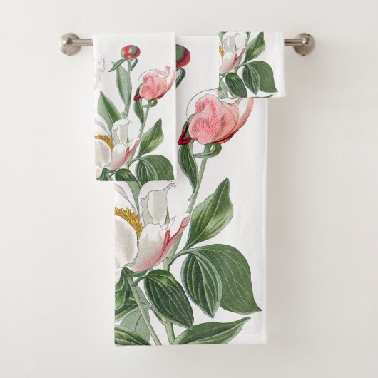 Botanische witte pony Flowers Bath Towel Bad Handdoek (Insitu)