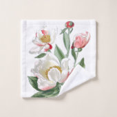 Botanische witte pony Flowers Bath Towel Bad Handdoek (Wasdoekje)
