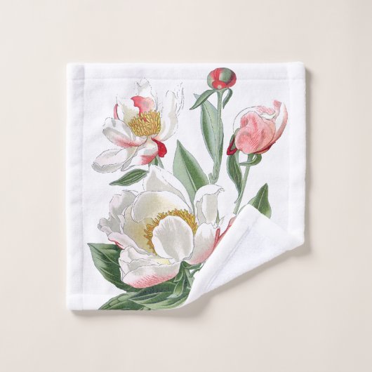 Botanische witte pony Flowers Bath Towel Bad Handdoek (Wasdoekje)
