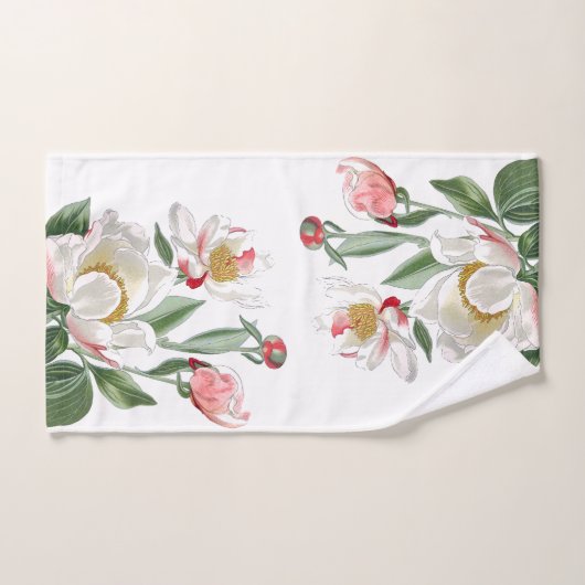 Botanische witte pony Flowers Bath Towel Bad Handdoek (Handdoek)