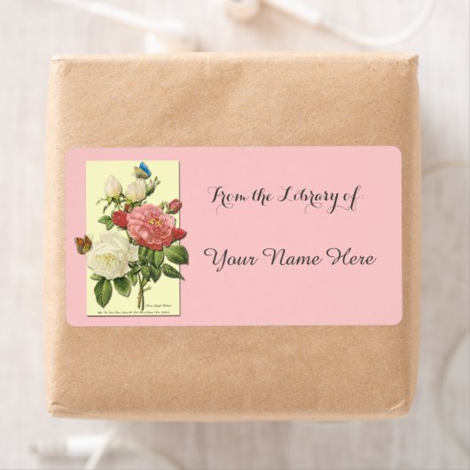 Botanische Witte Rode Rozen Bibliotheek van Boekpl Etiket (Insitu)