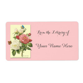 Botanische Witte Rode Rozen Bibliotheek van Boekpl Etiket