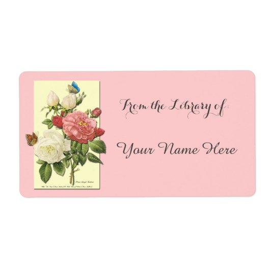 Botanische Witte Rode Rozen Bibliotheek van Boekpl Etiket (Voorkant)