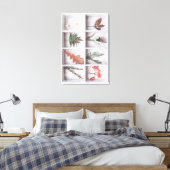 Botanische witte schaduw doos, bloemen bladeren ve canvas afdruk (Insitu (Slaapkamer))