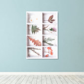 Botanische witte schaduw doos, bloemen bladeren ve canvas afdruk (Insitu (Houten vloer))