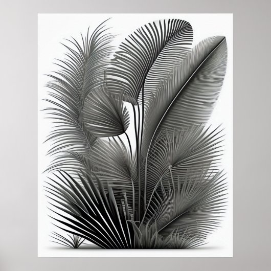 Botanische witte streektekening poster (Voorkant)