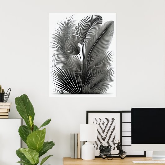 Botanische witte streektekening poster (Thuiskantoor)