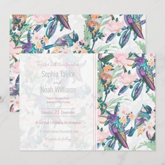 Botanische Witte Tuin Bloemen en vogels (Voorkant / Achterkant)